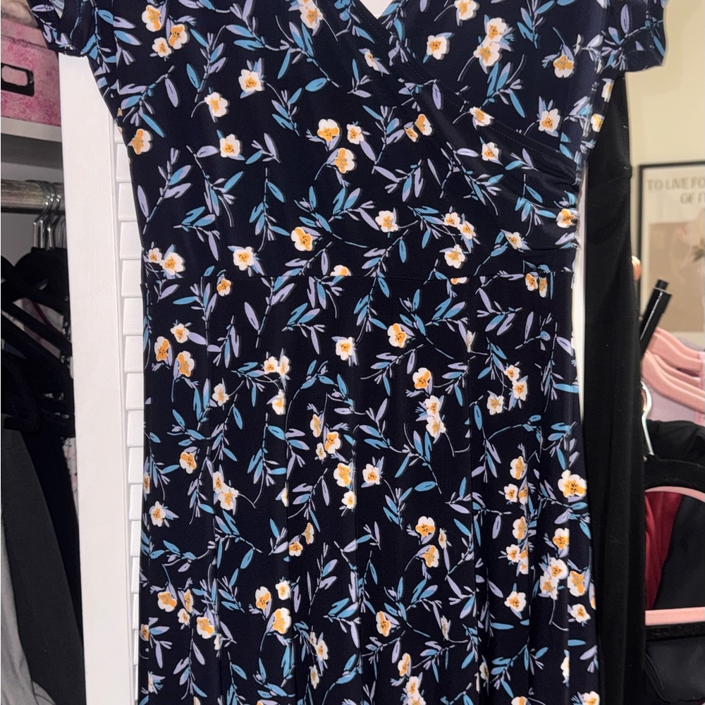 Kaileigh Navy Floral Midi Dress